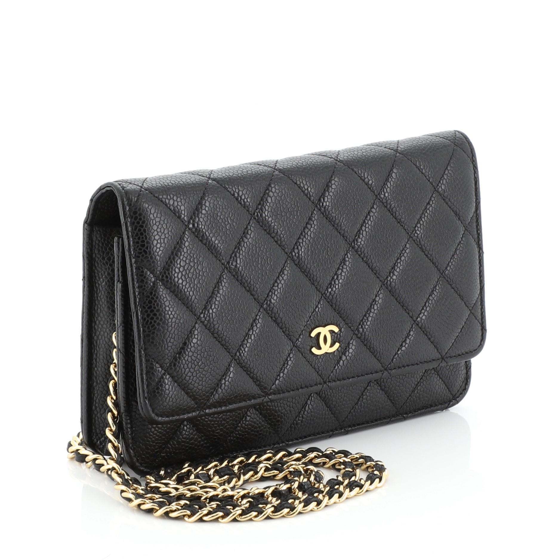 Black Chanel Wallet On Chain Quilted Caviar 