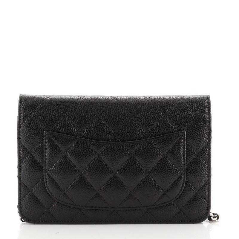 Black Chanel Wallet on Chain Quilted Caviar