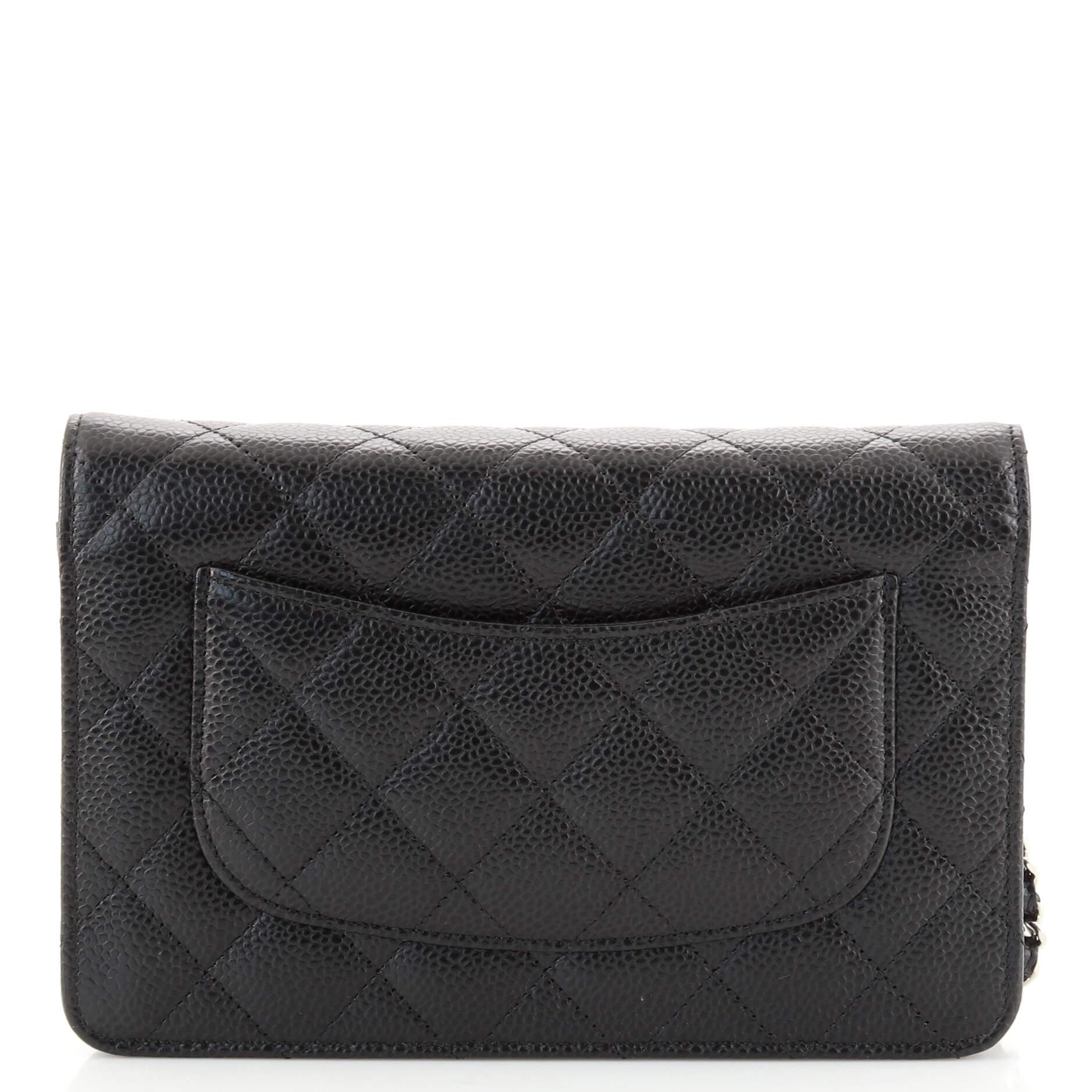 Black Chanel Wallet on Chain Quilted Caviar