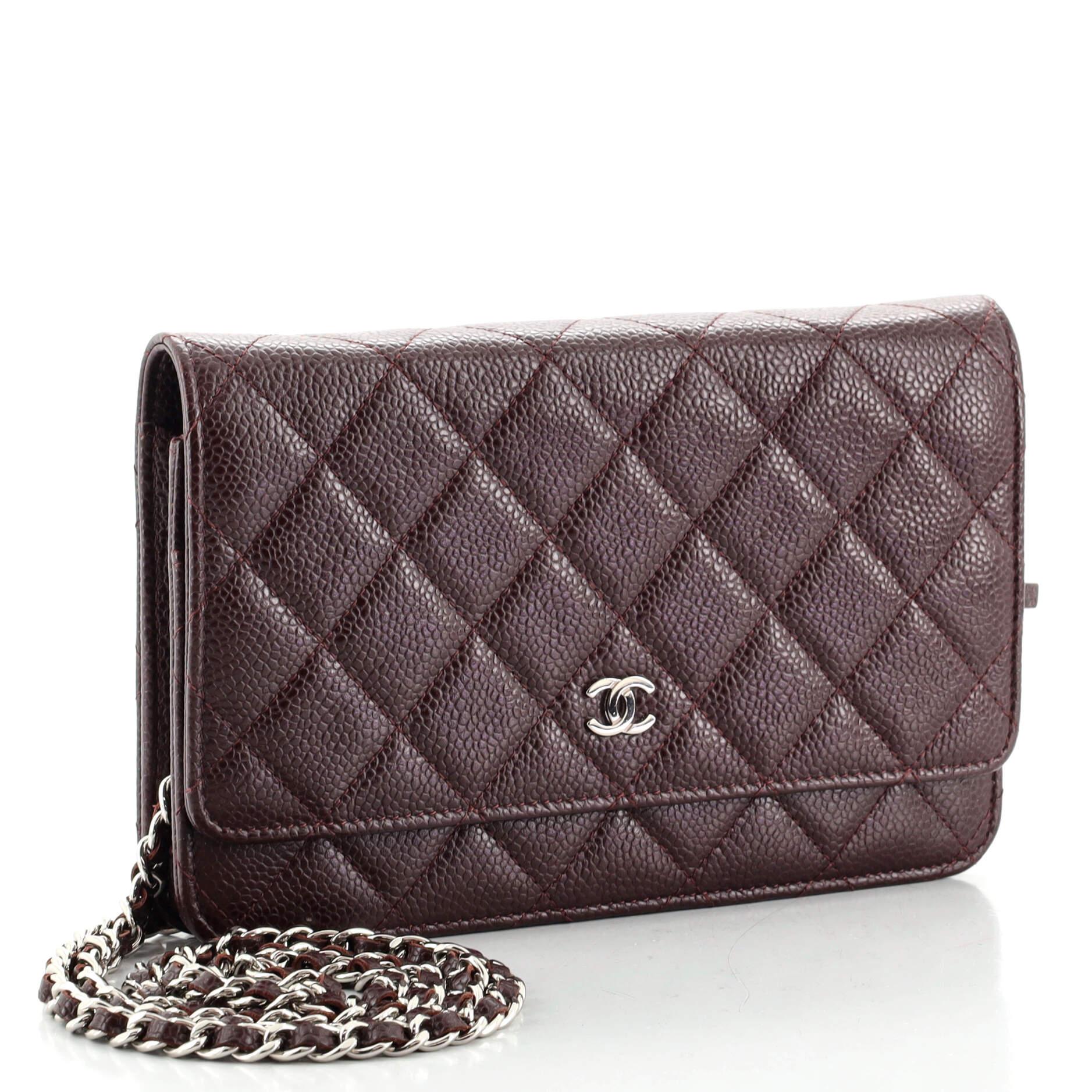 Black Chanel Wallet on Chain Quilted Caviar Mini