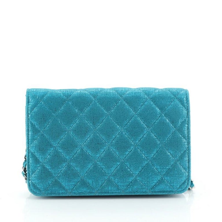 Chanel Wallet on Chain Quilted Glitter Fabric at 1stDibs