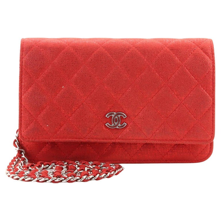 Chanel Wallet on Chain Quilted Glitter Fabric For Sale at 1stDibs