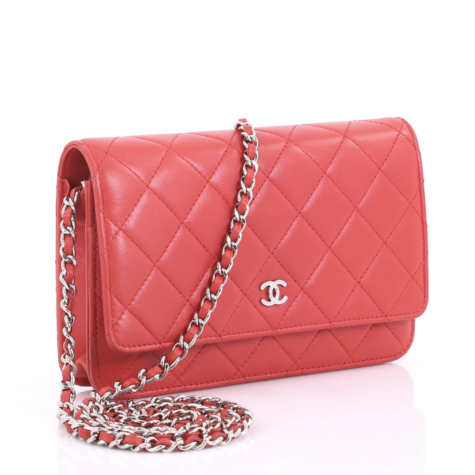 Chanel Wallet on Chain Quilted Lambskin (Orange)