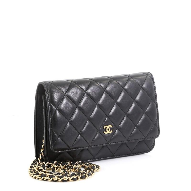 Black Chanel Wallet on Chain Quilted Lambskin