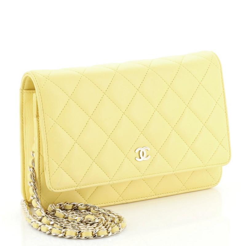 Yellow Chanel Wallet On Chain Quilted Lambskin 