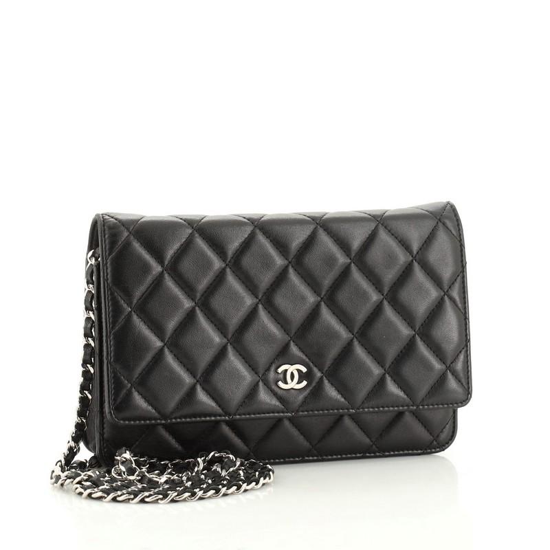 Black Chanel Wallet on Chain Quilted Lambskin