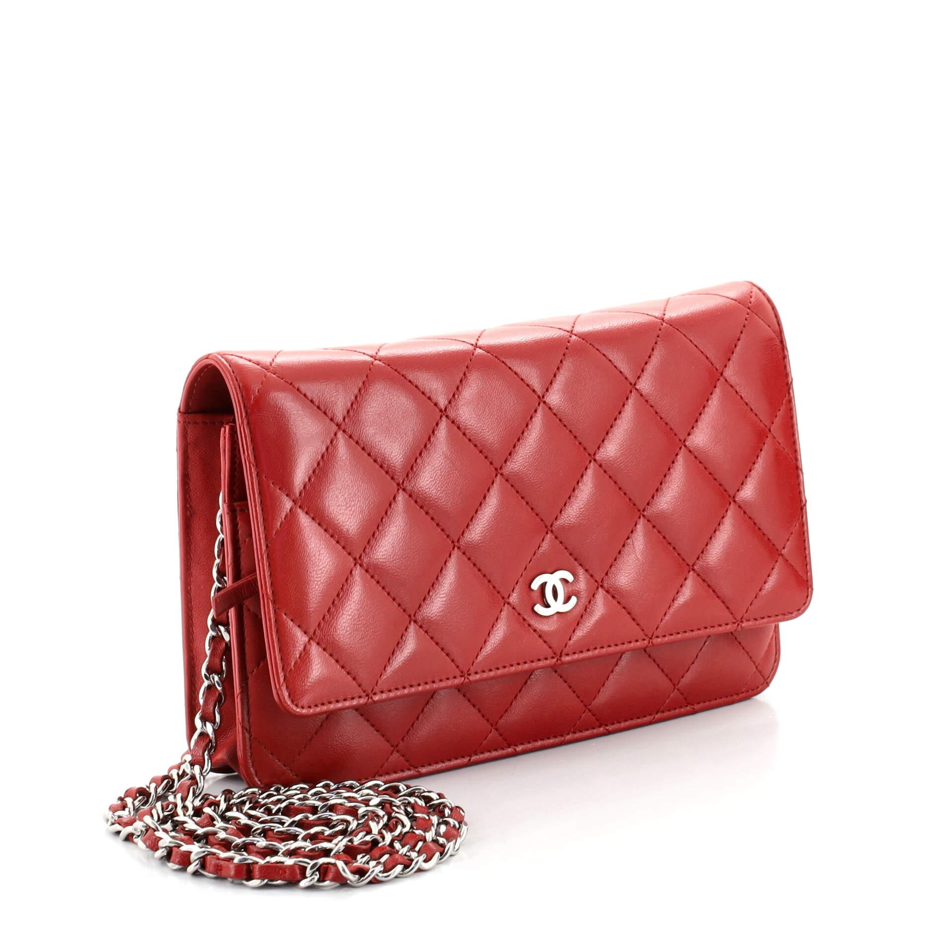 Red Chanel Wallet on Chain Quilted Lambskin