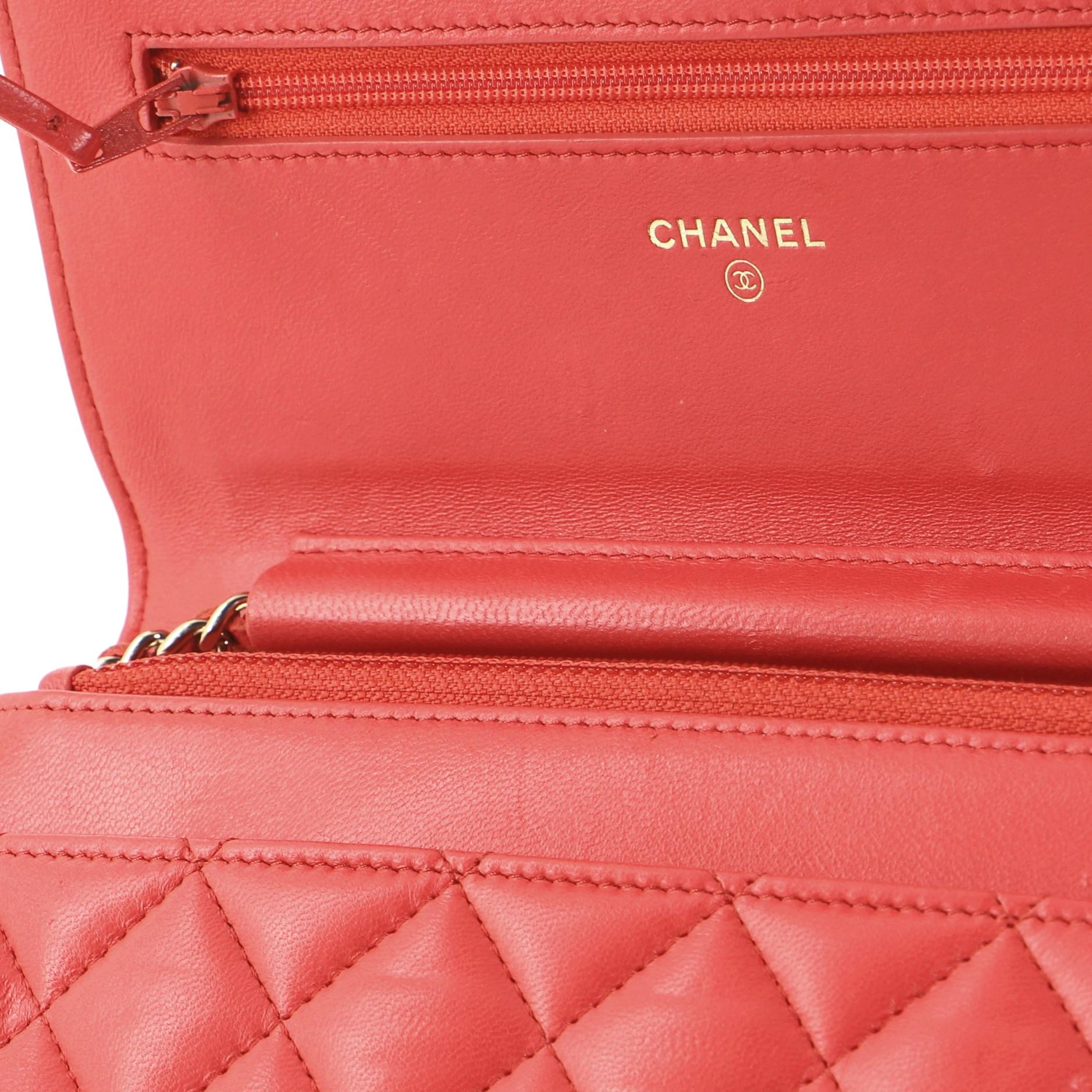 Orange Chanel Wallet on Chain Quilted Lambskin