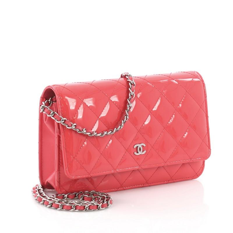 Red Chanel Wallet on Chain Quilted Patent