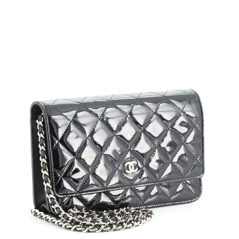 Black Chanel Wallet on Chain Quilted Patent