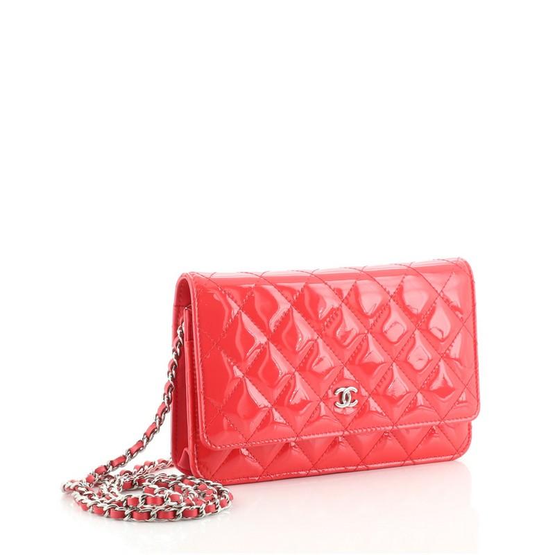 Red Chanel Wallet on Chain Quilted Patent