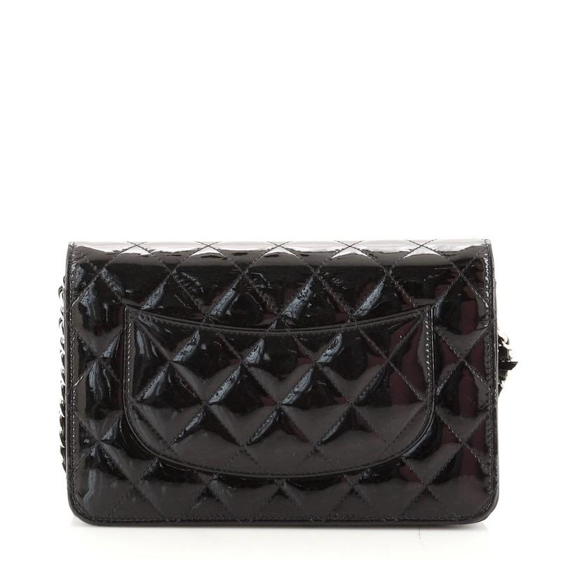 Black Chanel Wallet on Chain Quilted Patent