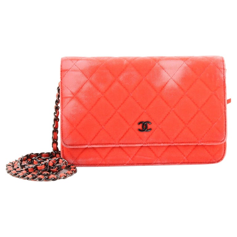 Chanel Wallet on Chain Quilted Velvet For Sale at 1stDibs