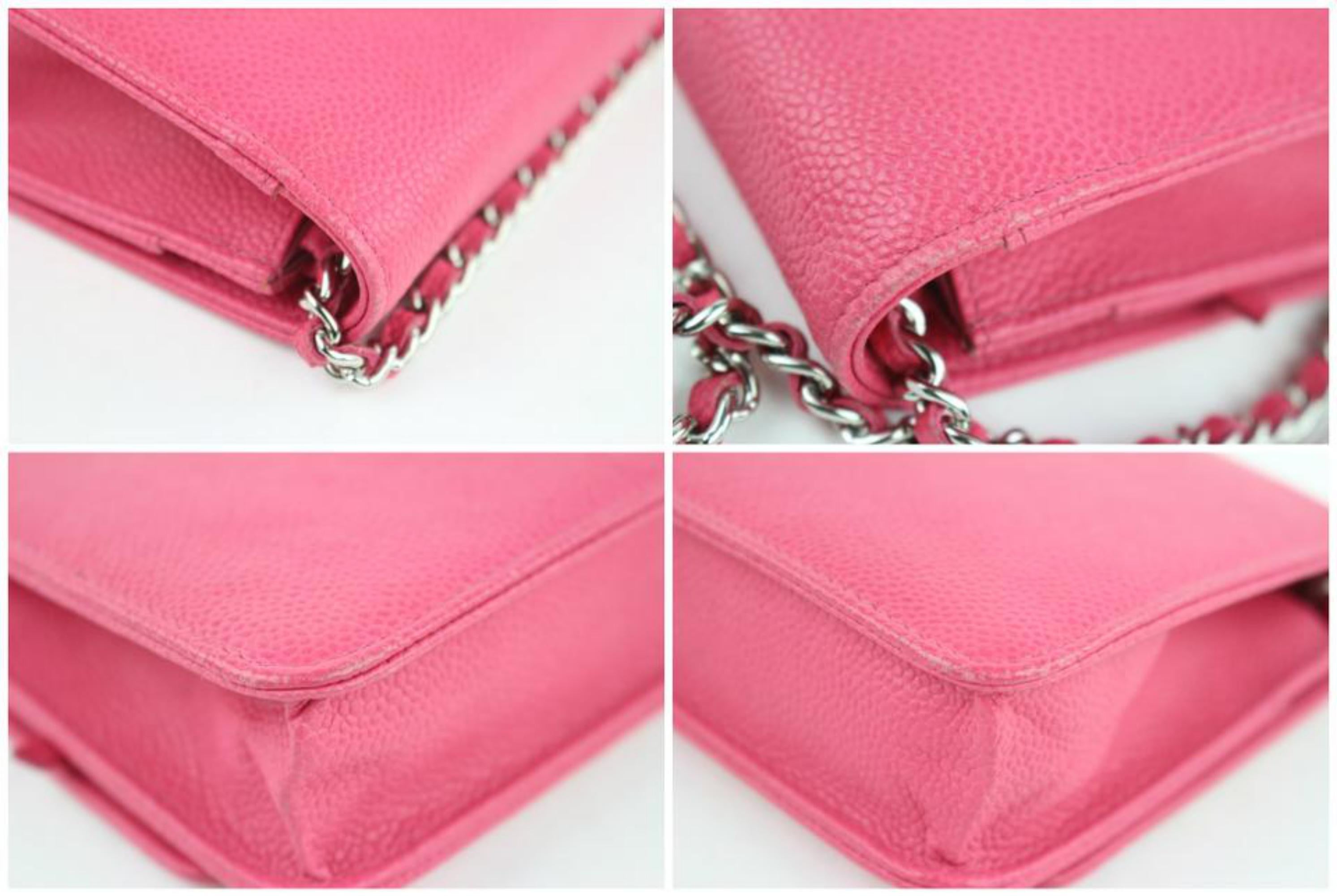 Chanel Wallet on Chain (Rare Edition) Cc Caviar 20cz1005 Pink Leather Cross Body For Sale 7