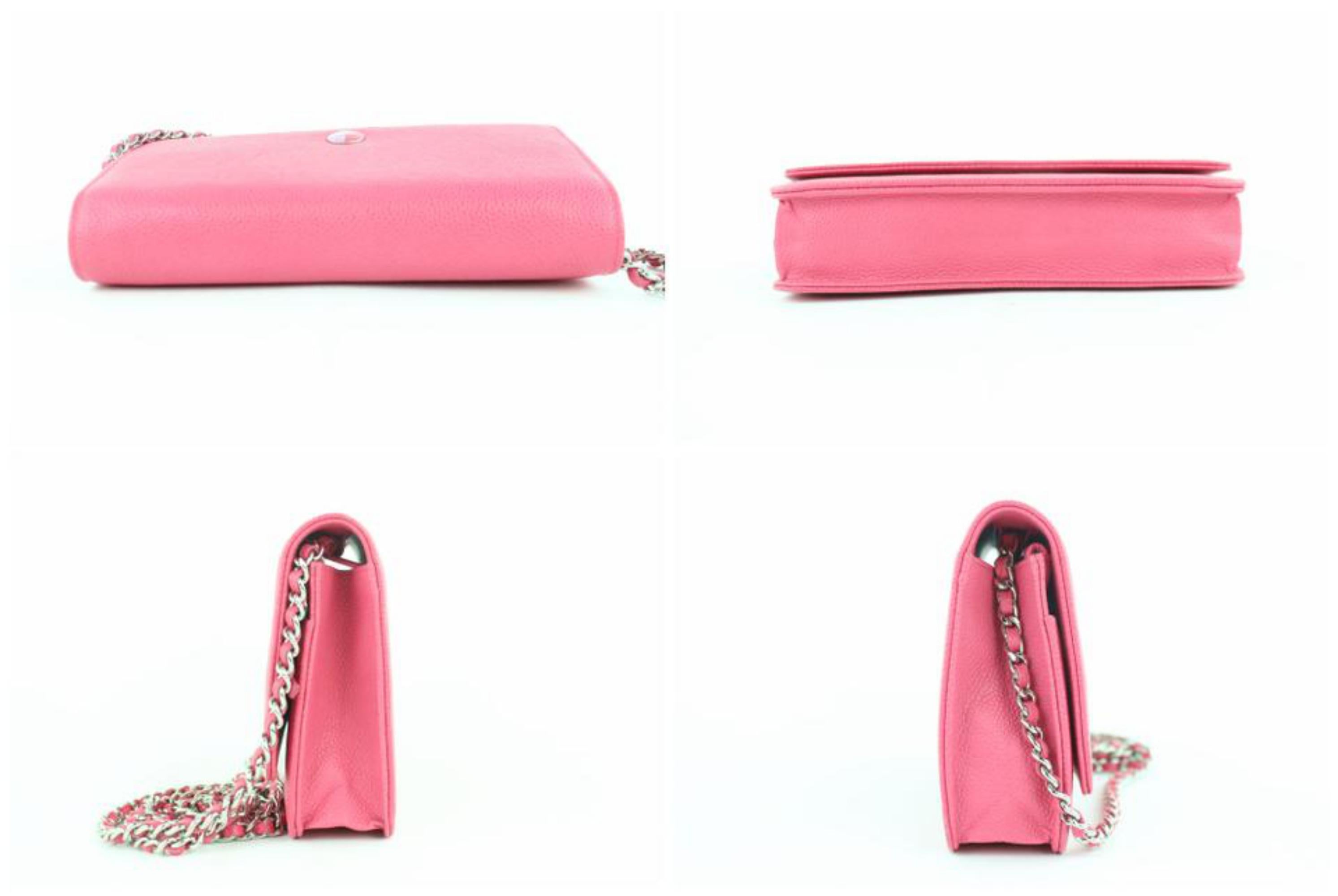 Chanel Wallet on Chain (Rare Edition) Cc Caviar 20cz1005 Pink Leather Cross Body For Sale 3