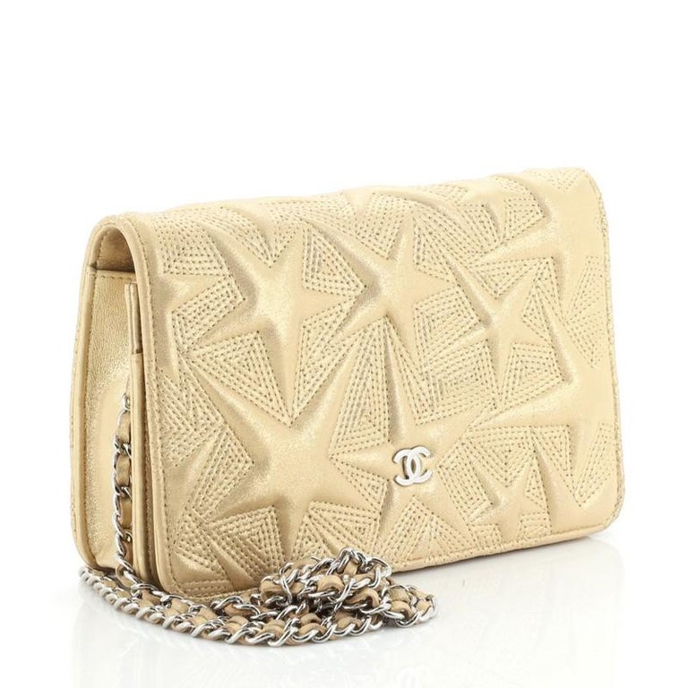 Chanel on Chain Star Embossed Lambskin 1stDibs | chanel star, wallet, chain stars bag