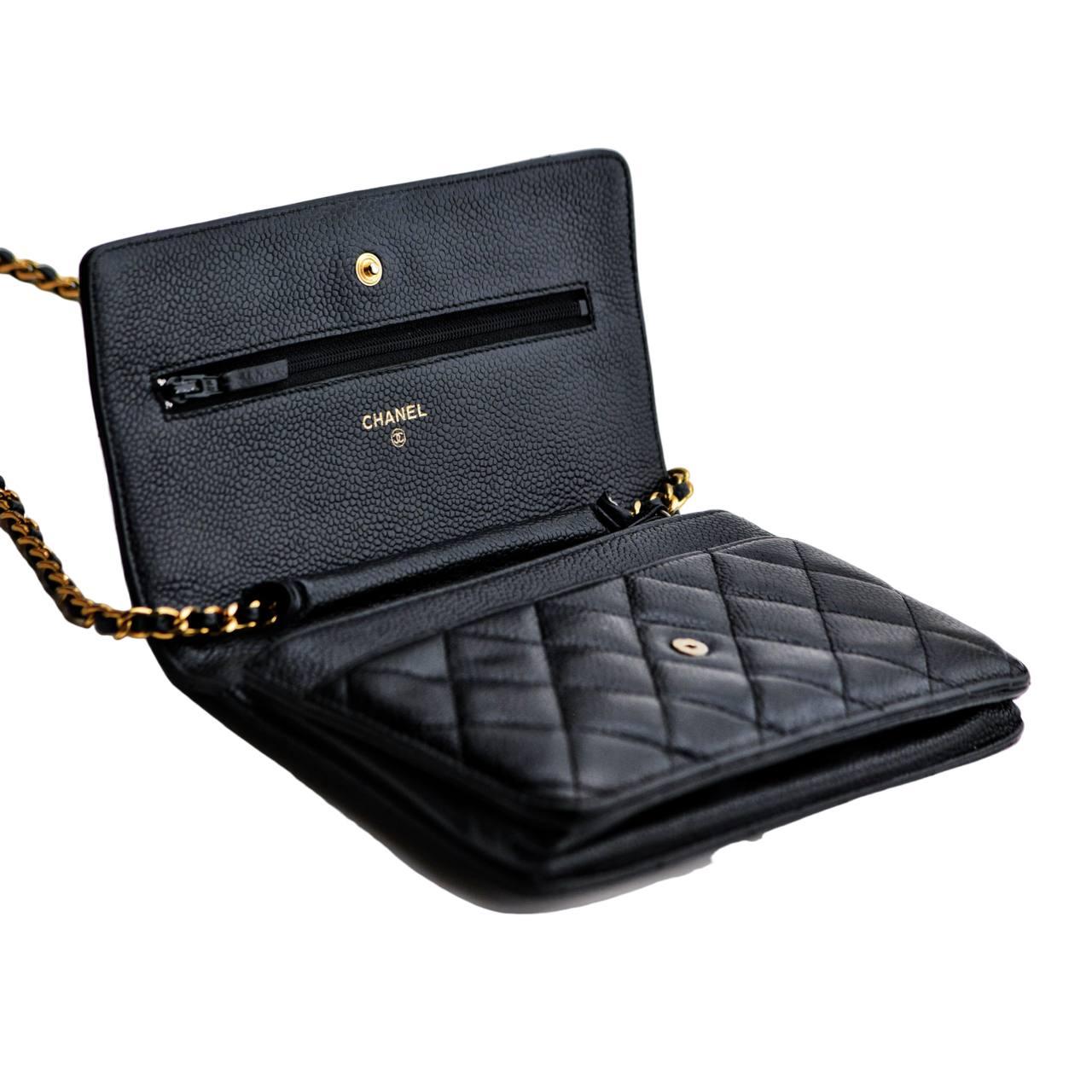 Chanel Wallet On Chain Timeless Classique Black Leather Crossbody Bag For Sale 6