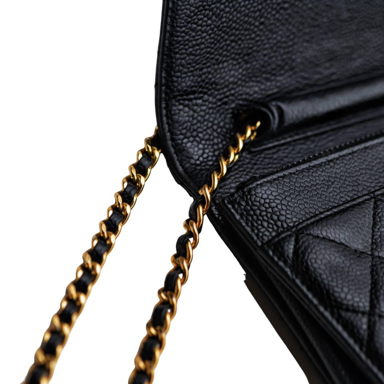 Chanel Wallet On Chain Timeless Classique Black Leather Crossbody Bag For Sale 7
