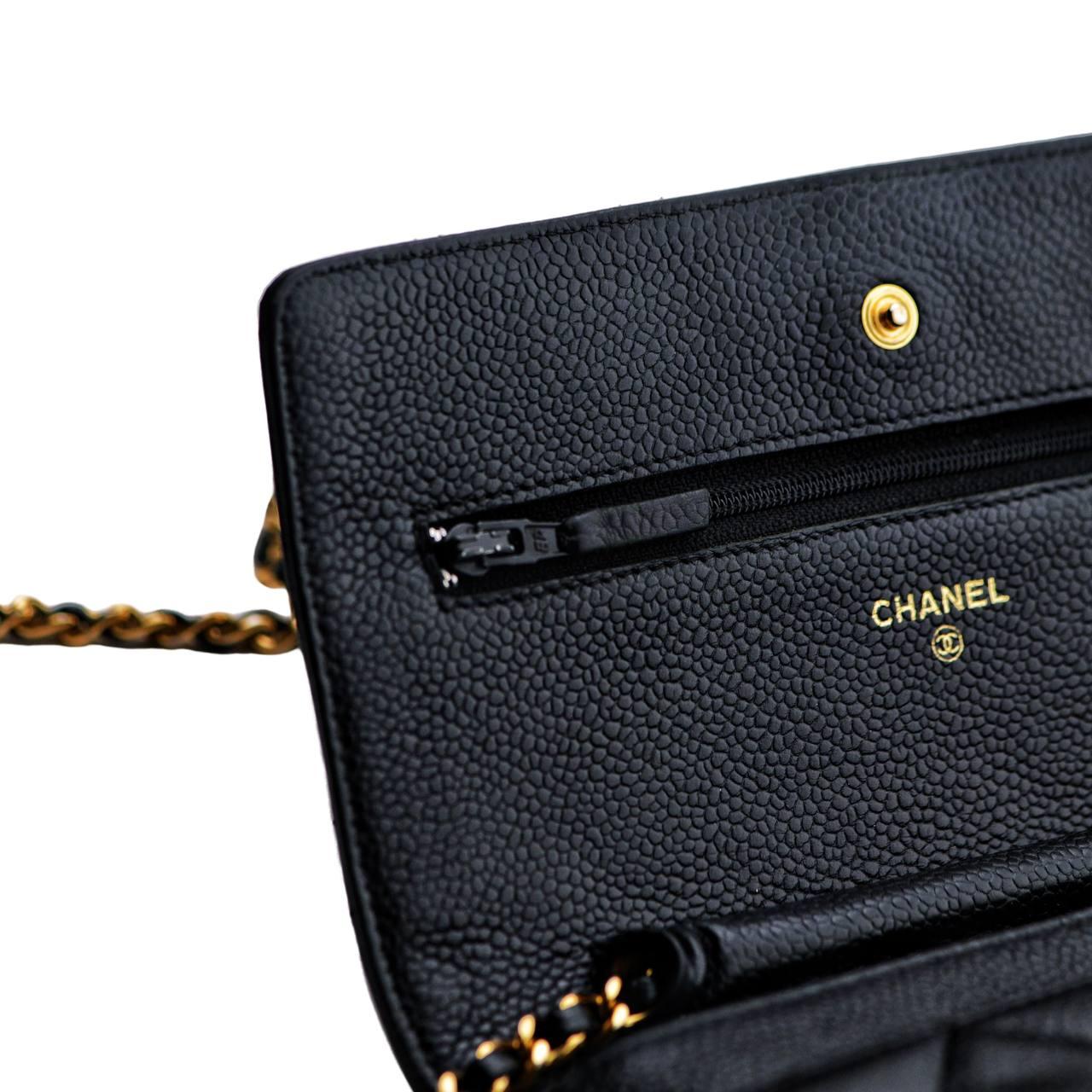 Chanel Wallet On Chain Timeless Classique Black Leather Crossbody Bag For Sale 8