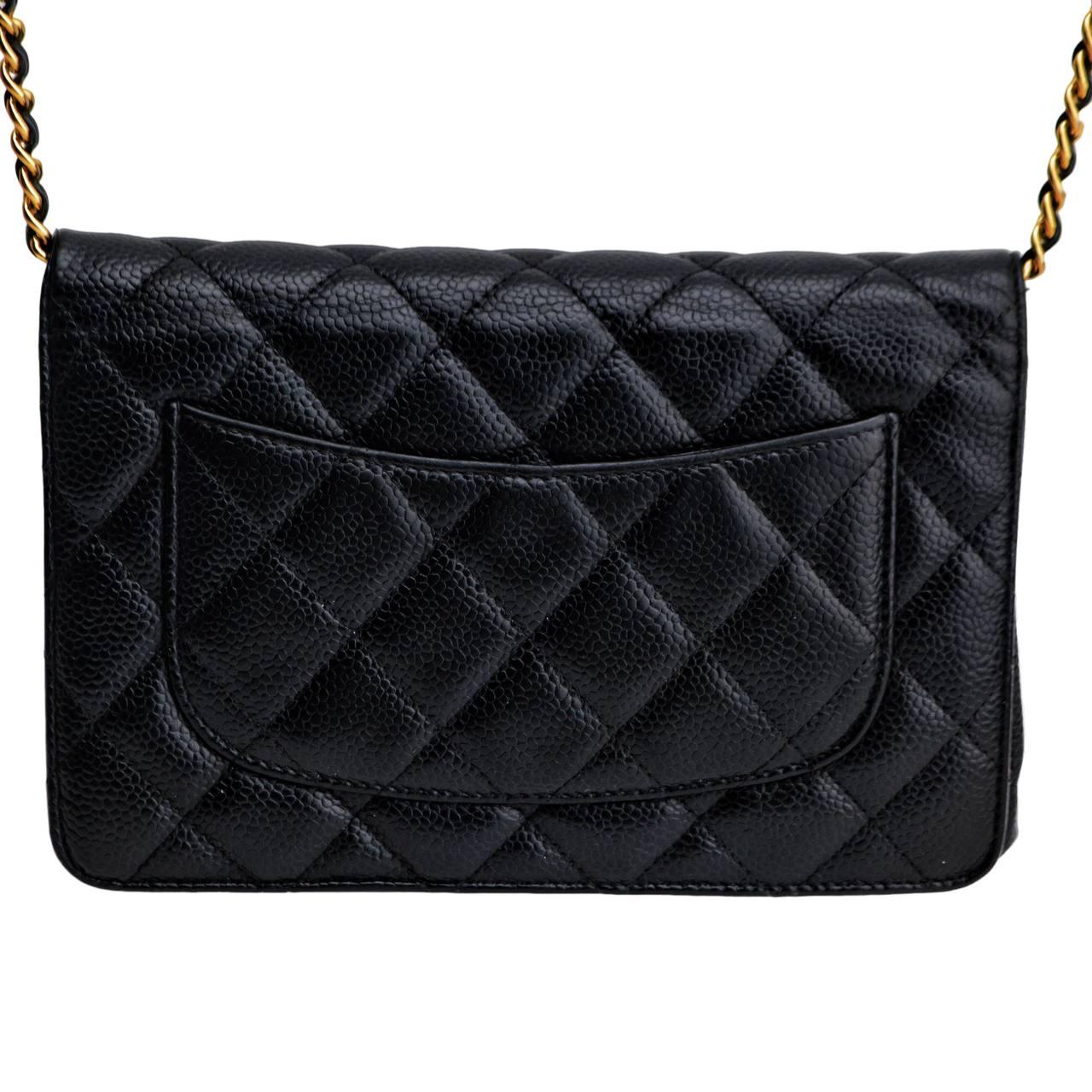 Chanel Wallet On Chain Timeless Classique Black Leather Crossbody Bag In Excellent Condition For Sale In Banbury, GB