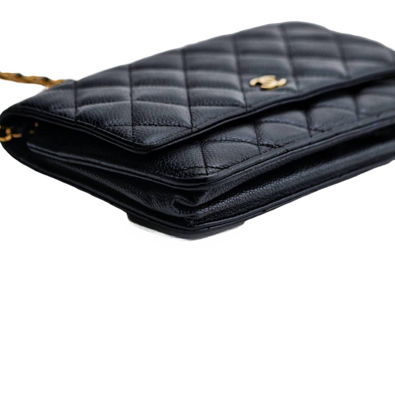 Women's Chanel Wallet On Chain Timeless Classique Black Leather Crossbody Bag For Sale