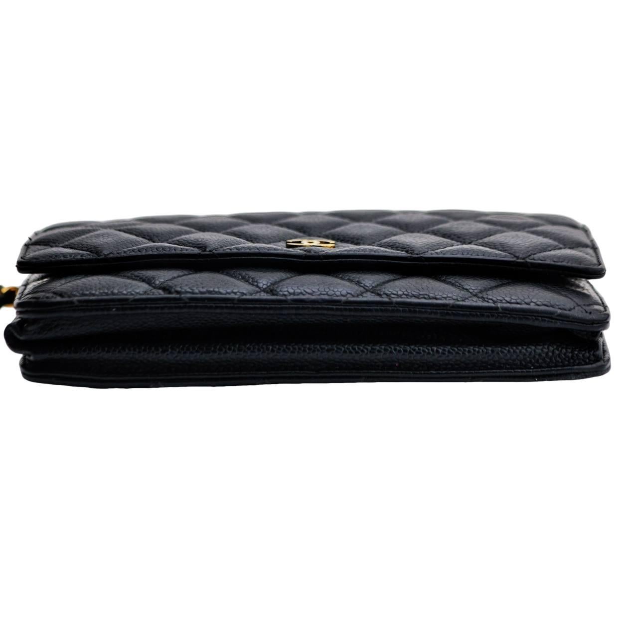 Chanel Wallet On Chain Timeless Classique Black Leather Crossbody Bag For Sale 1
