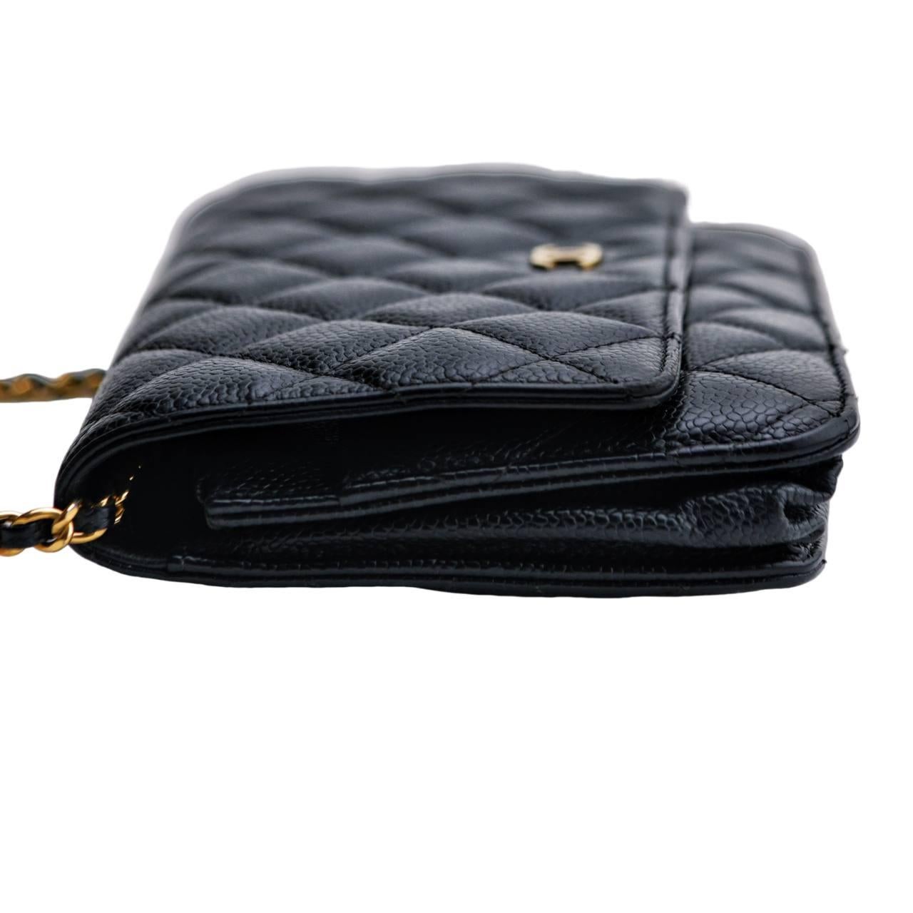Chanel Wallet On Chain Timeless Classique Black Leather Crossbody Bag For Sale 5