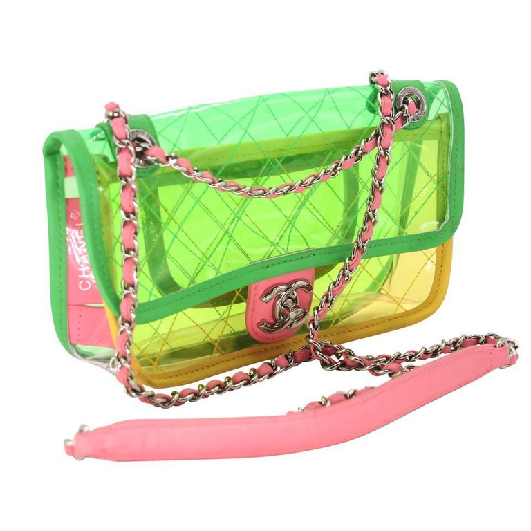 Chanel Wallet on Chain Transparent Classic Green PVC Cross Body  BagCC-0806N-0002 For Sale at 1stDibs