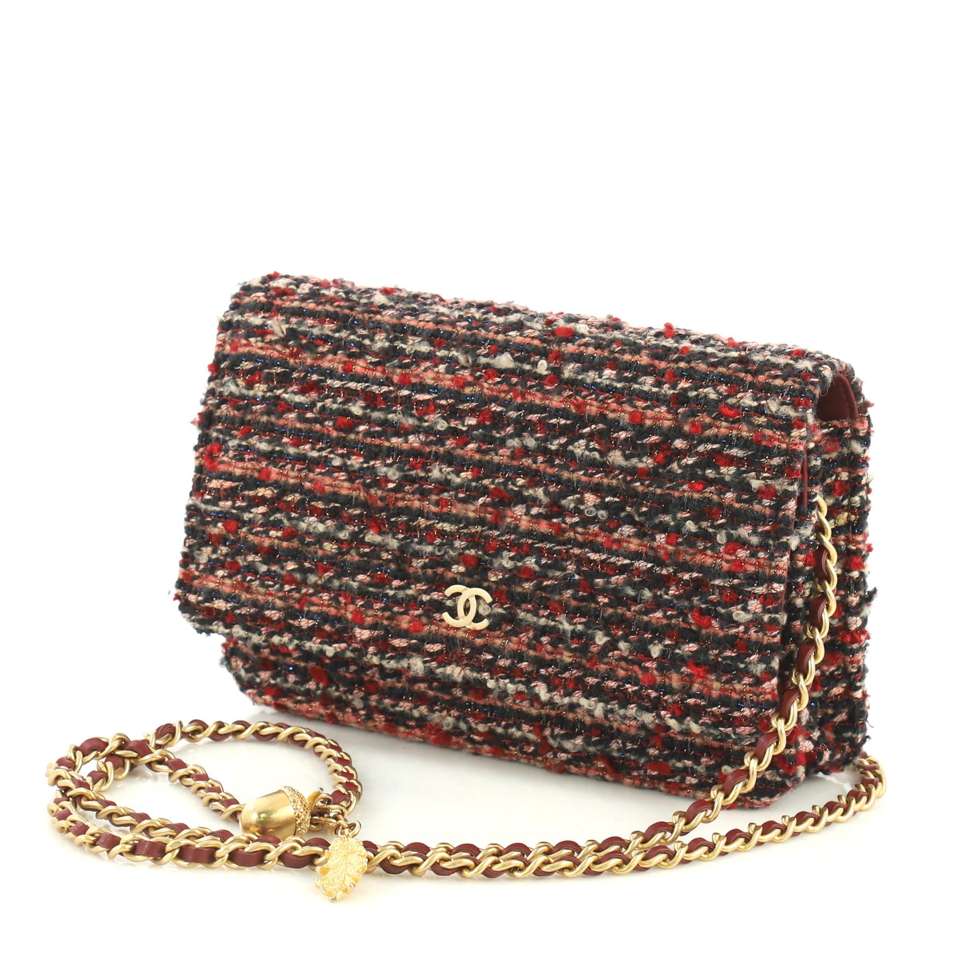 Brown Chanel Wallet on Chain Tweed