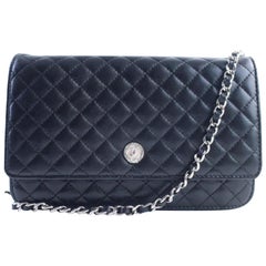 Chanel Wallet on Chain (Ultra Rare) Quilted 8cr0417 Black Leather Cross Body Bag