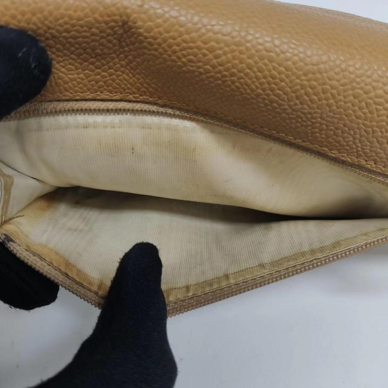 Chanel Wallet on Chain Vintage Flap Bag Double CC Camel Caviar Leather 6