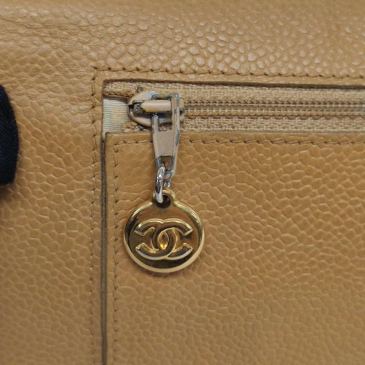 Chanel Wallet on Chain Vintage Flap Bag Double CC Camel Caviar Leather 7