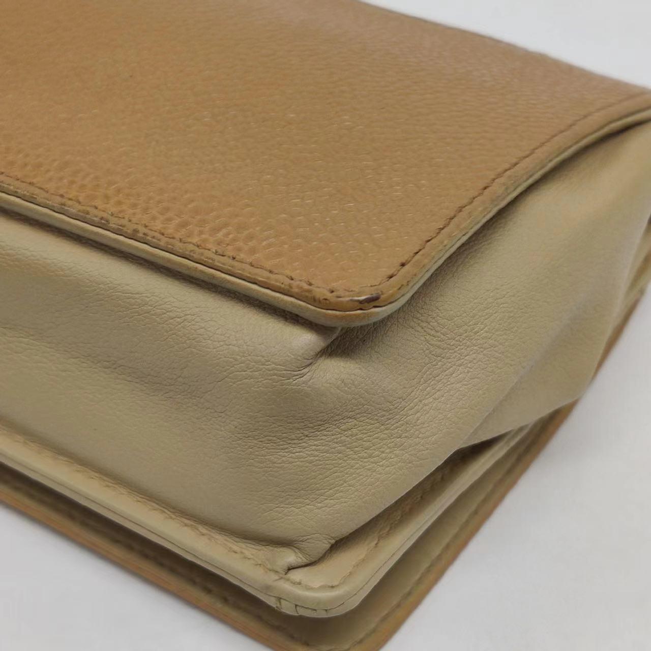 Chanel Wallet on Chain Vintage Flap Bag Double CC Camel Caviar Leather 9