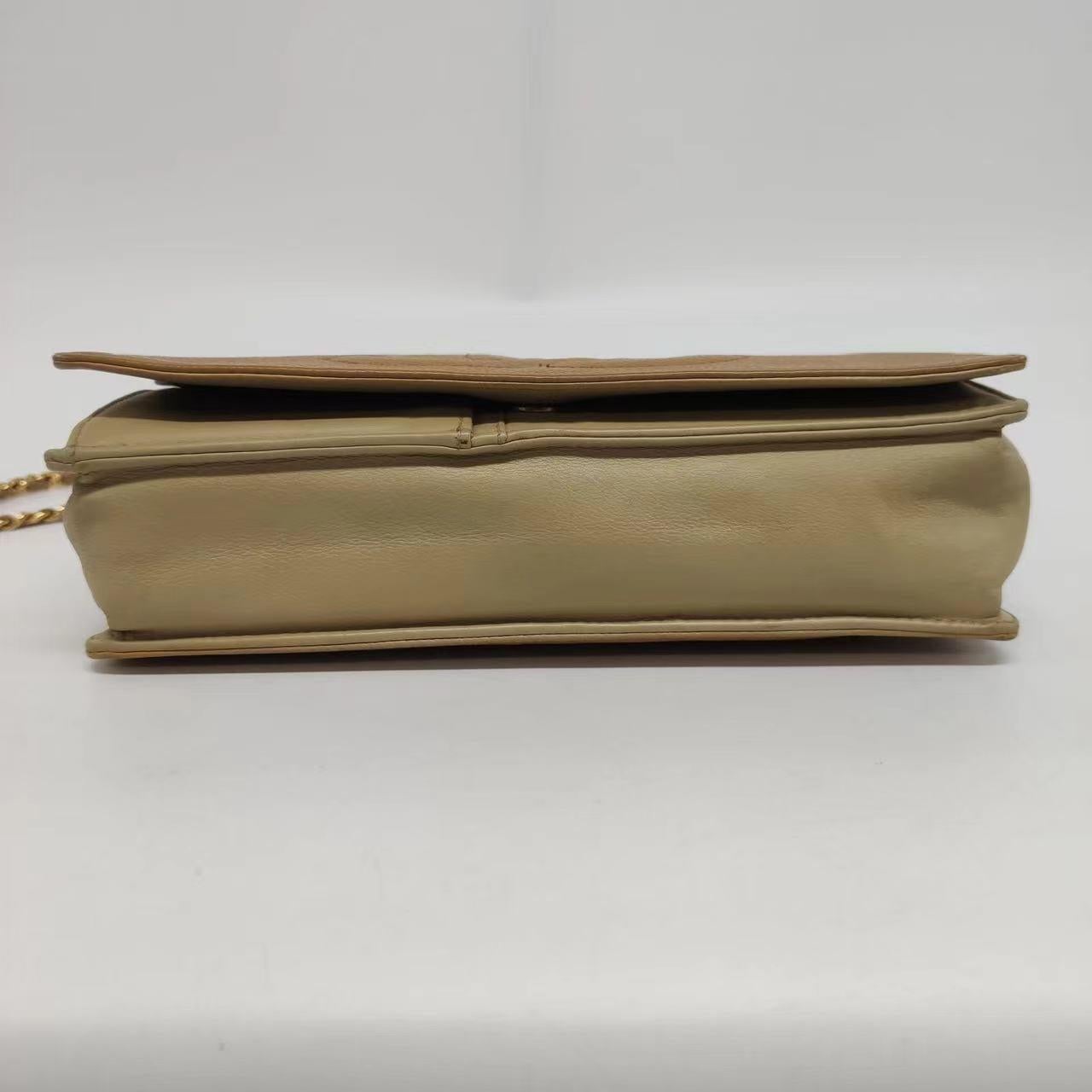 Women's Chanel Wallet on Chain Vintage Flap Bag Double CC Camel Caviar Leather