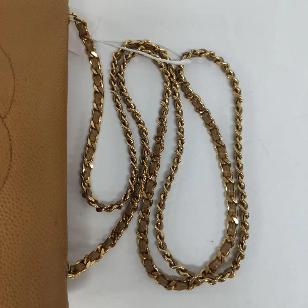Chanel Wallet on Chain Vintage Flap Bag Double CC Camel Caviar Leather 1