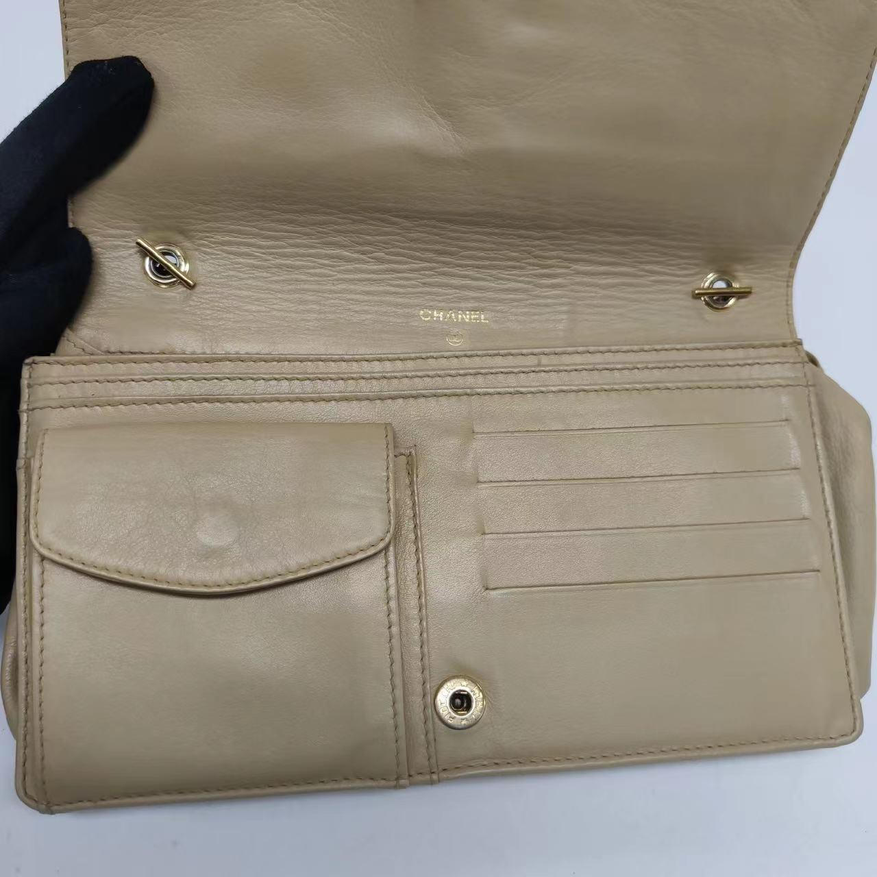 Chanel Wallet on Chain Vintage Flap Bag Double CC Camel Caviar Leather 4
