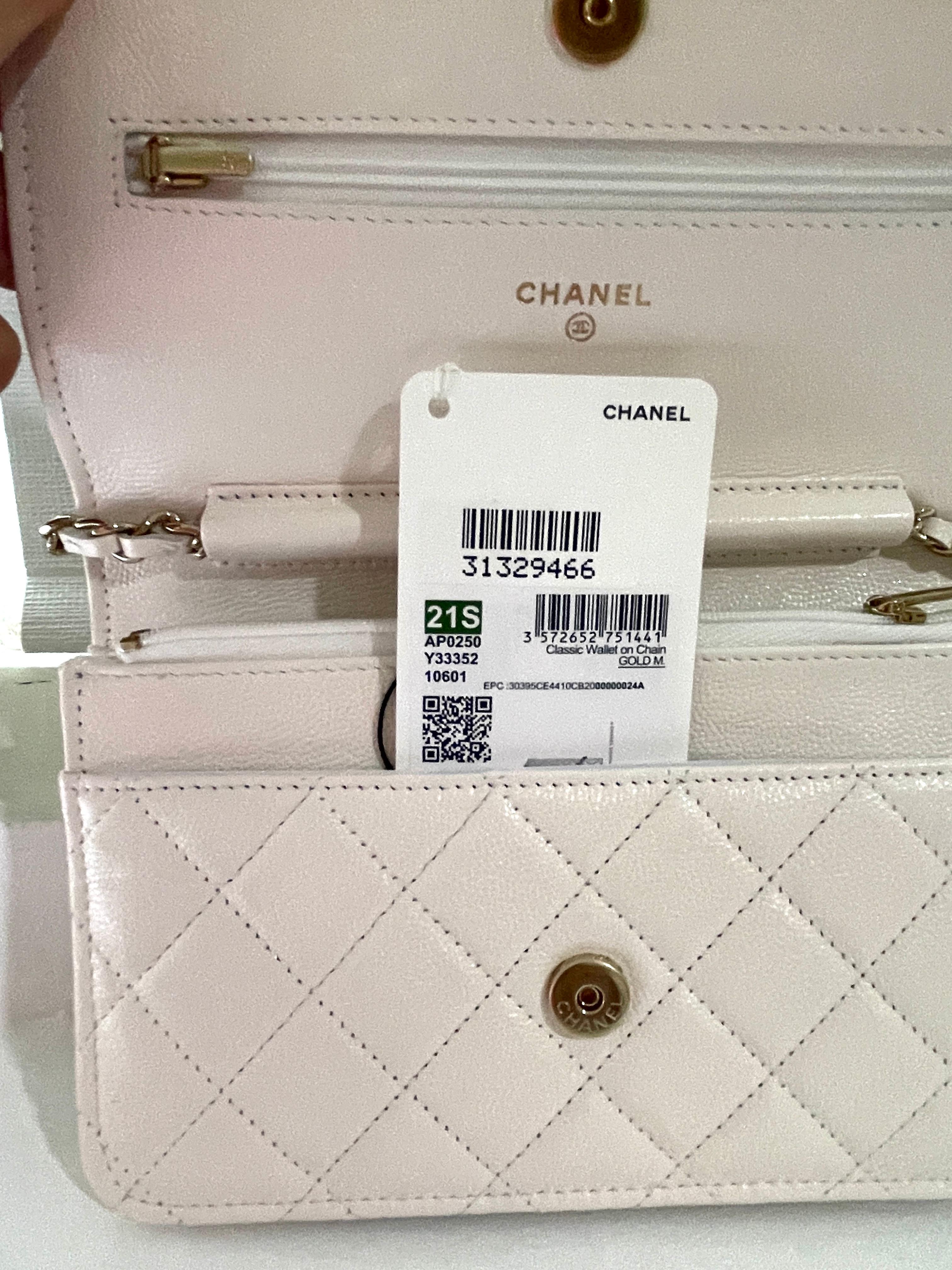 Chanel Wallet on Chain White Caviar Gold Chain 1