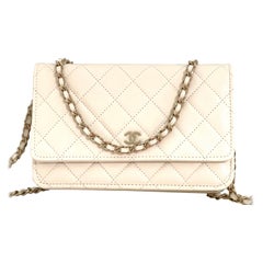 Chanel Wallet on Chain White Caviar Gold Chain