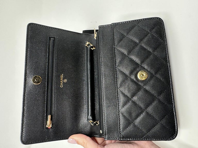 Chanel Wallet on Chain WOC Black Caviar mini flap bag For Sale at