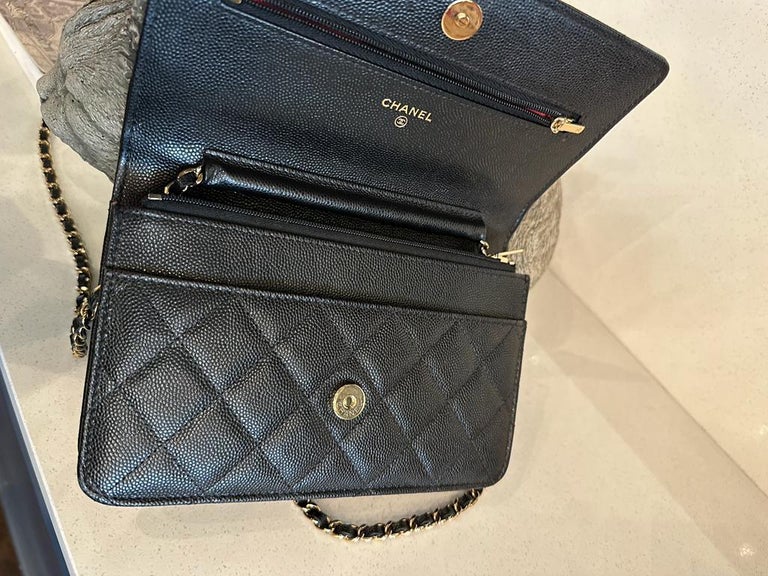 Chanel Wallet on Chain WOC Black Caviar mini flap bag For Sale at 1stDibs