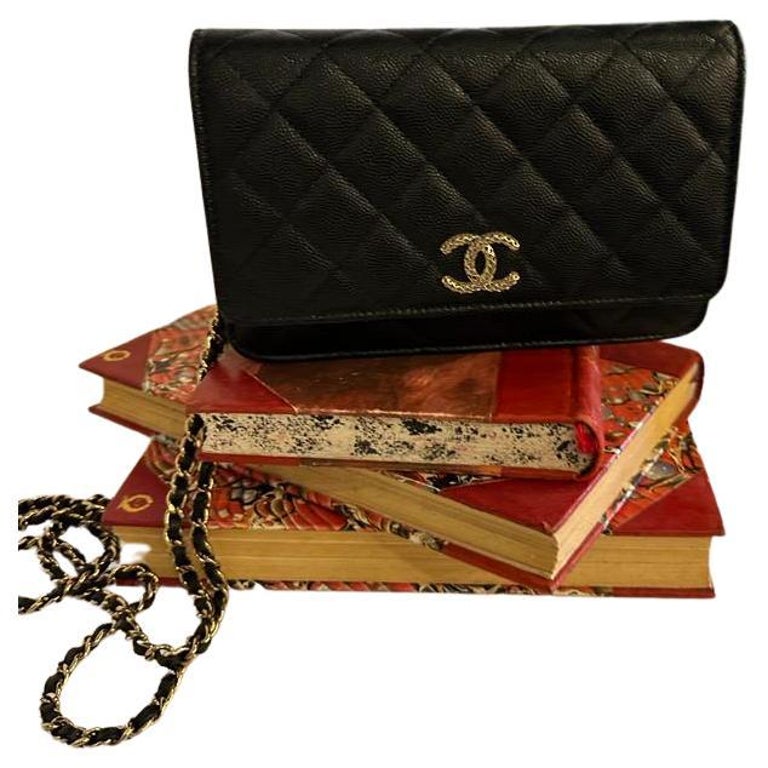 white chanel wallet on chain caviar