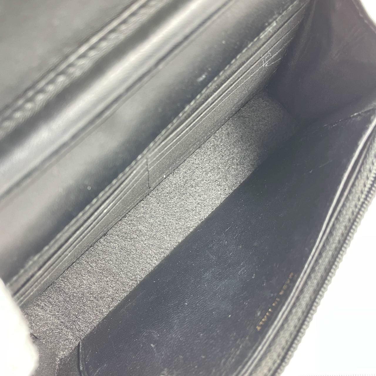 Chanel Wallet on Chain WOC Boy Black Calfskin Leather Chevron Wrinkled Effect 6