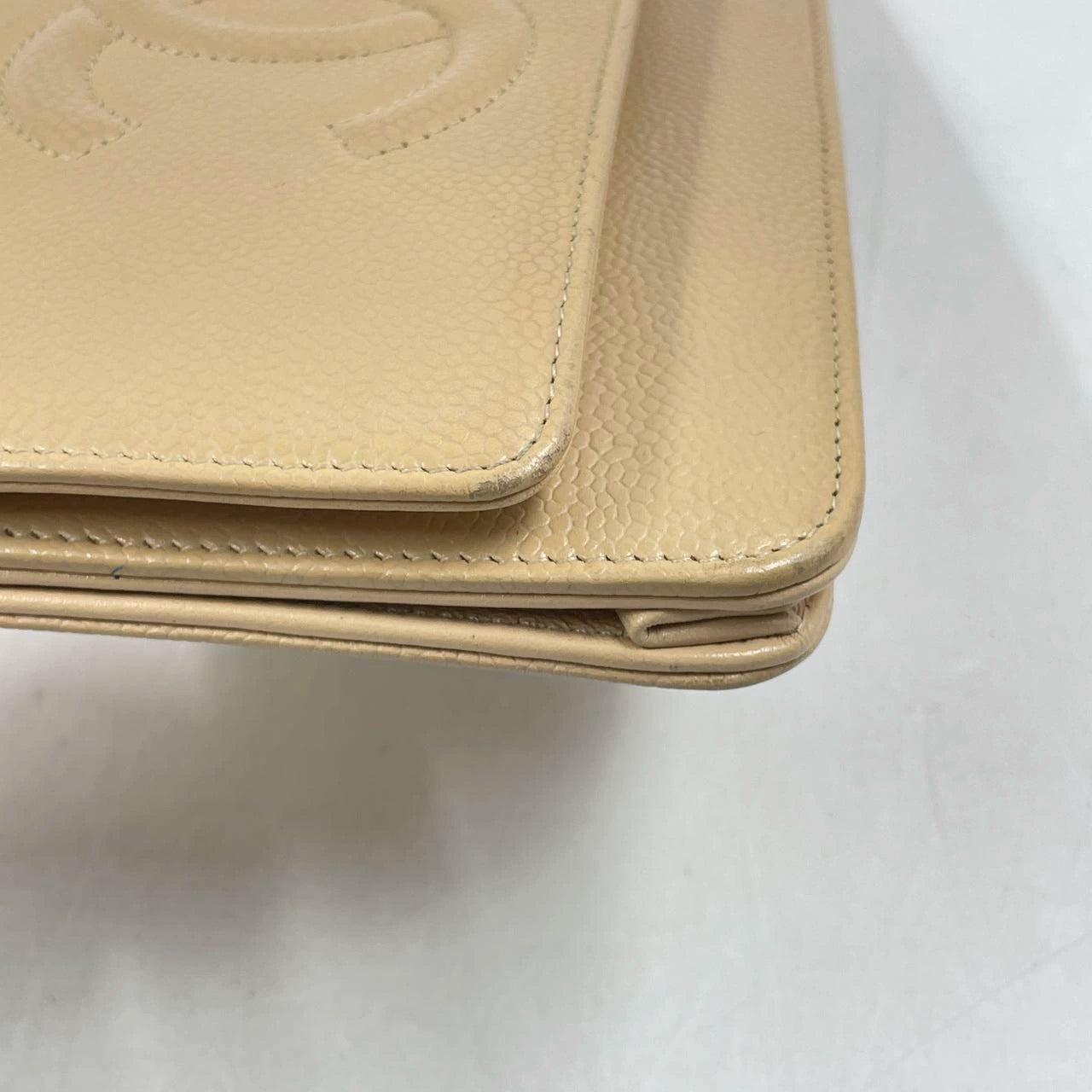 Chanel Wallet on Chain WOC Double CC Beige Caviar Leather 8