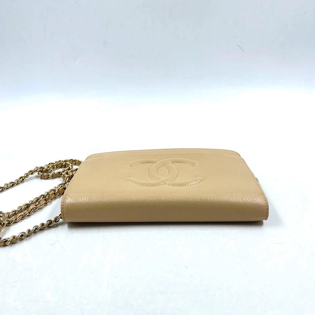 Chanel Wallet on Chain WOC Double CC Beige Caviar Leather 1