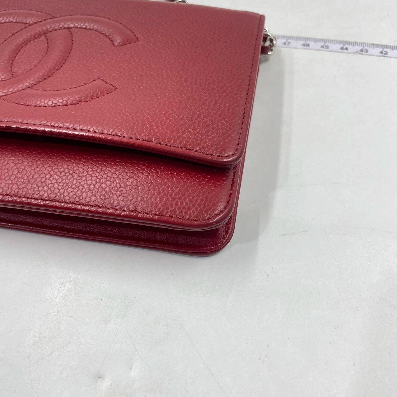 Chanel Wallet on Chain WOC Double CC Red Caviar Leather For Sale 8