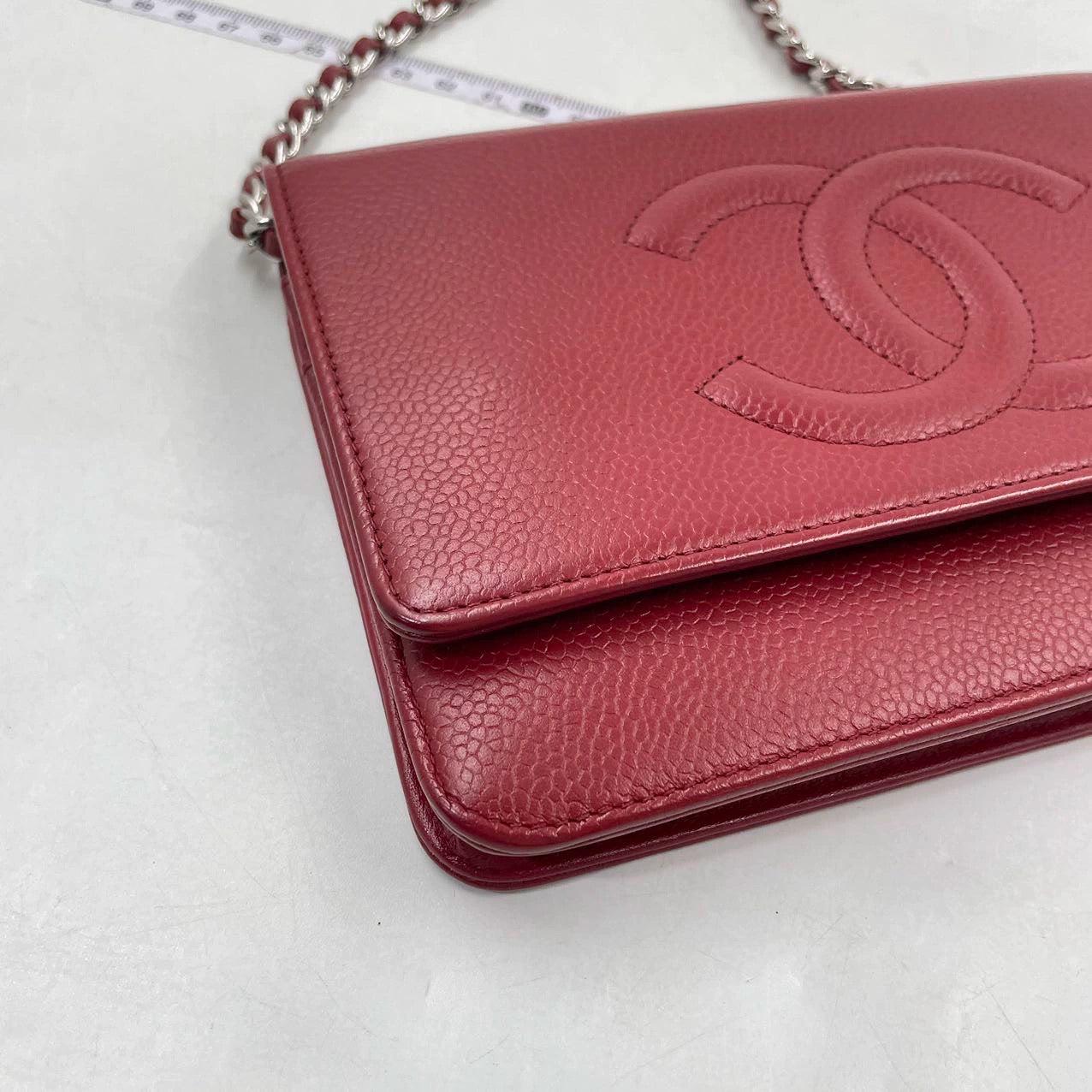 Chanel Wallet on Chain WOC Double CC Red Caviar Leather For Sale 9