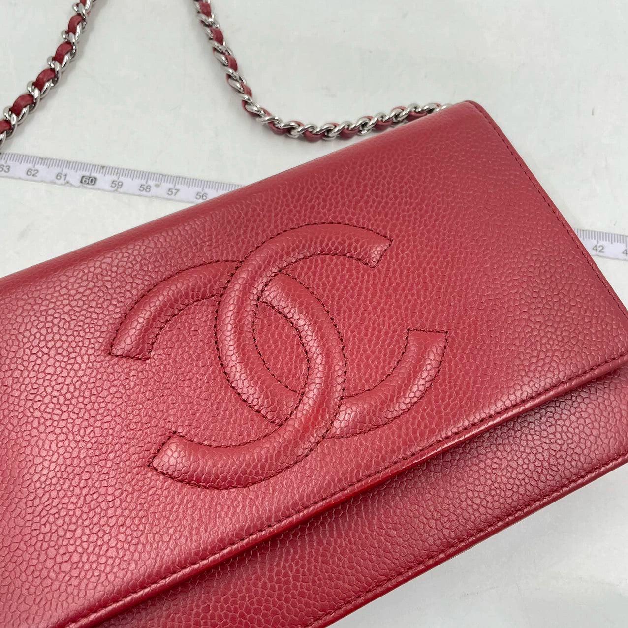 Chanel Wallet on Chain WOC Double CC Red Caviar Leather For Sale 10