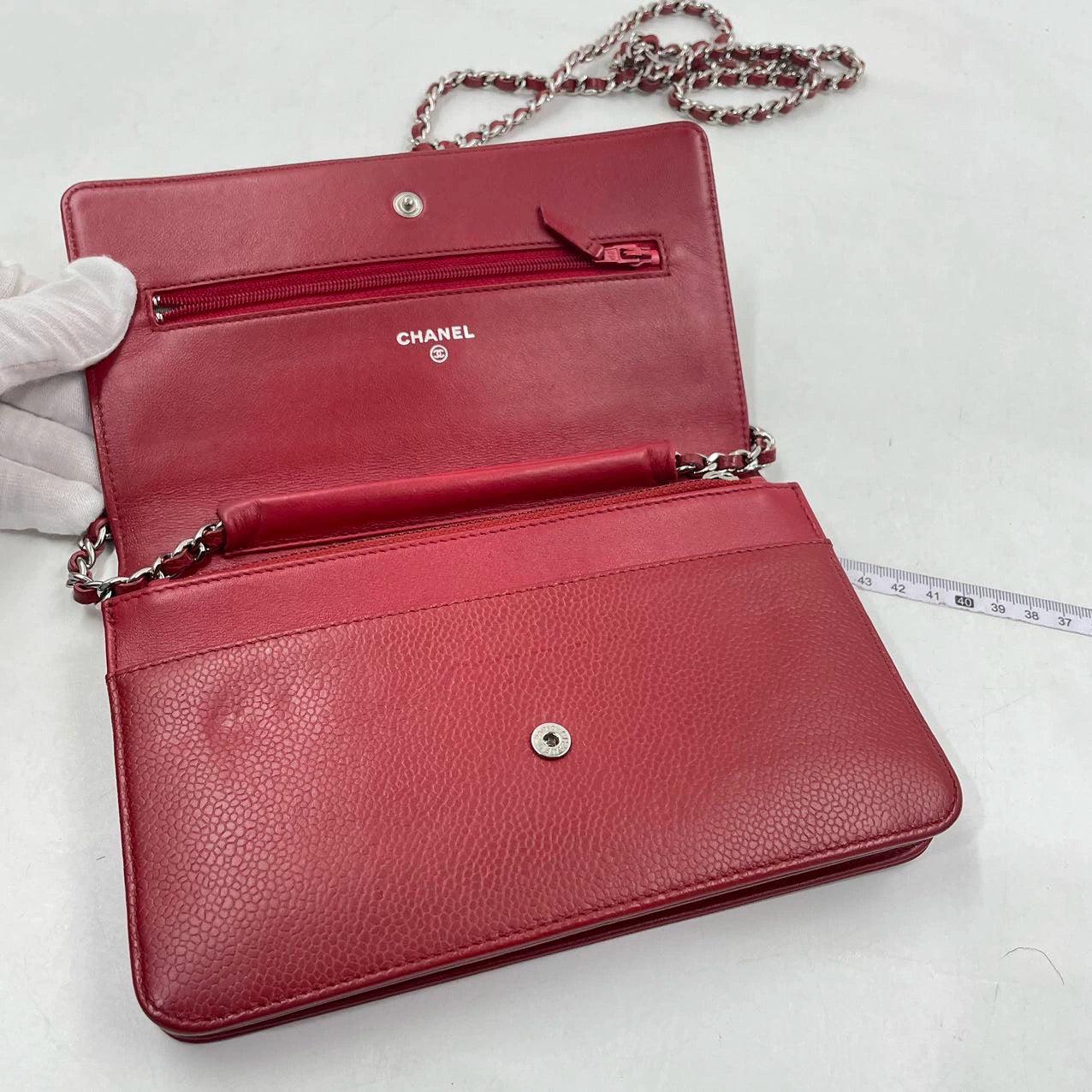 Chanel Wallet on Chain WOC Double CC Red Caviar Leather For Sale 11