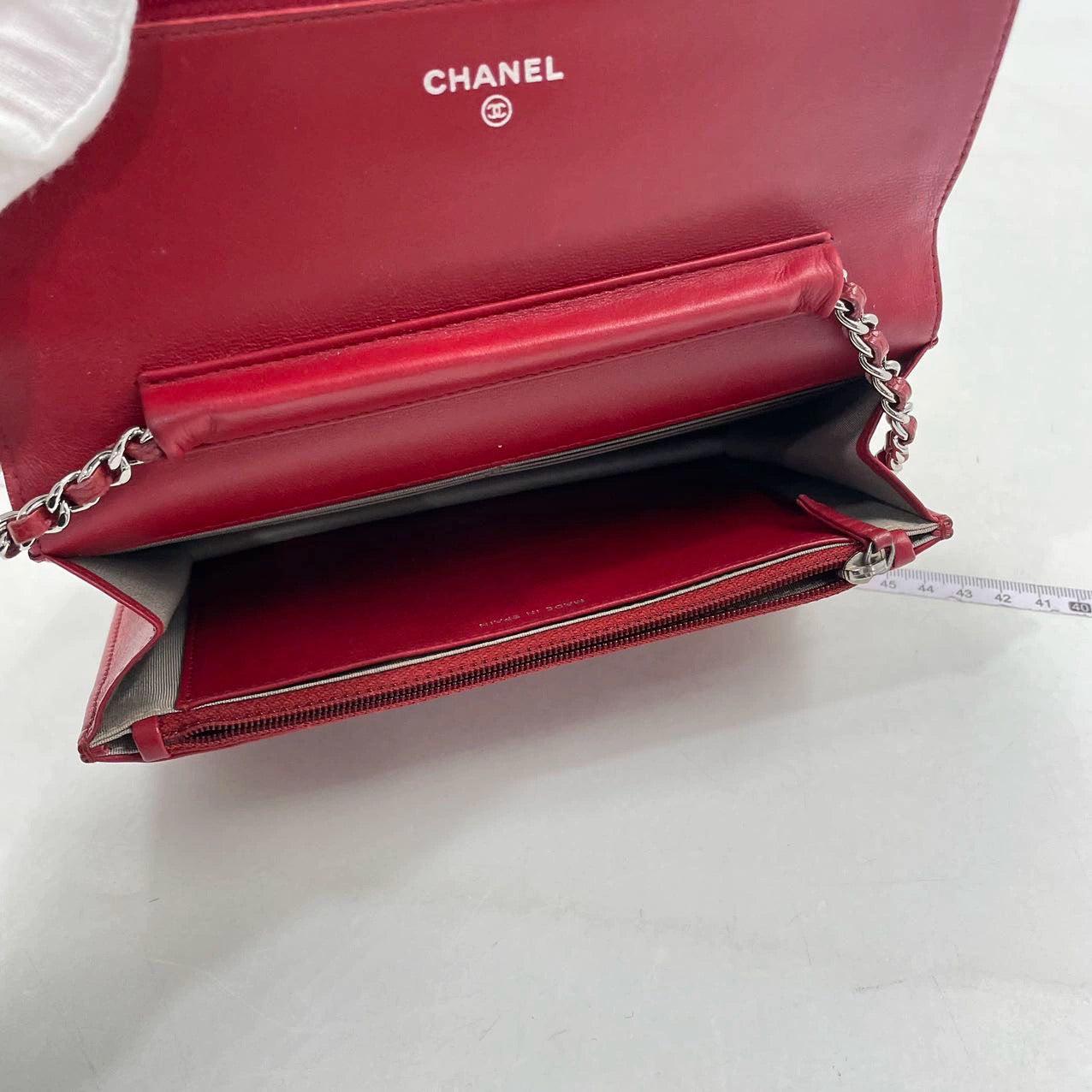 Chanel Wallet on Chain WOC Double CC Red Caviar Leather For Sale 12