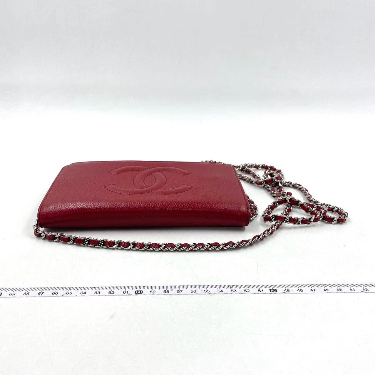 Chanel Wallet on Chain WOC Double CC Red Caviar Leather For Sale 4